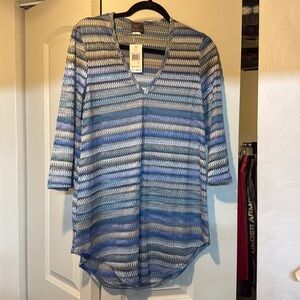 Elif by Jordan Taylor Blue and Gray Ribbed Tunic
